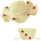 HONGXIN-SHOP Strohhut und Tasche Set Damen Sonnenhüte Strohhut mit Breiter Krempe Strandhut mit Kirsche Dekoration für Urlaub Reise und Strand (Beige/Groß)