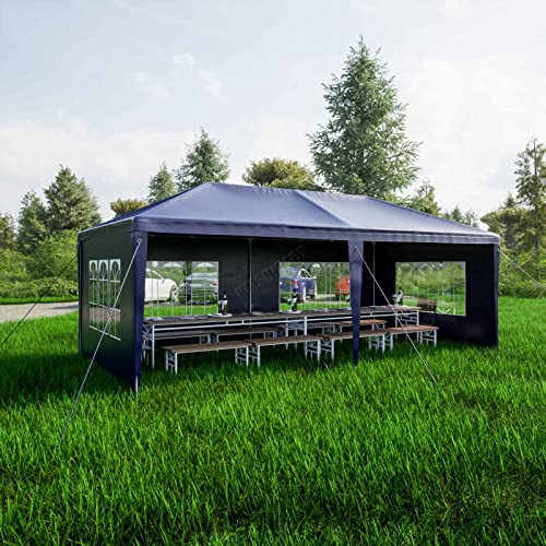 BIRCHTREE 3x6m Garden Steel Tube PE Gazebo With 6 Pieces Sidewalls Zippers 4 Windows Canopy Patio New Party Camping Wedding Tent Shade Waterproof Outdoor Marquee Awning Blue