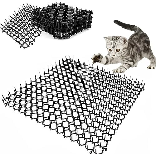 15Pcs Tapis Anti Chat avec Pointes,Tapis avec Pointes Dissuasif, Tapis De Dissuasion Répulsif,Grille Anti Chiens,Tapis Répulsif Chat Exterieur Pic Anti-Chat, pour Jardin, Clôtures,Canapé