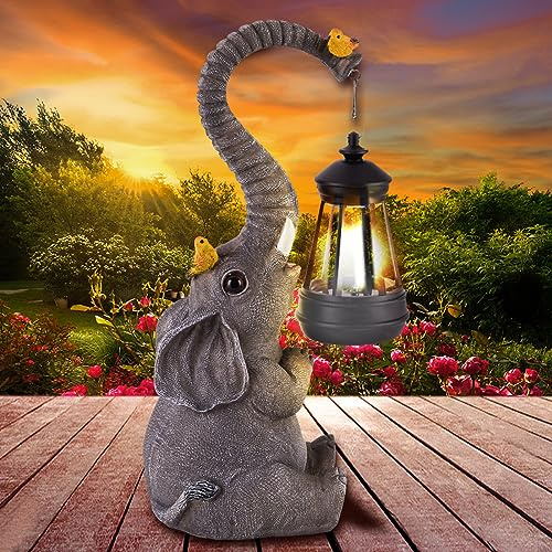 ILLUMINEW Solar Outdoor Garden Decor Elephant Statues Lights
