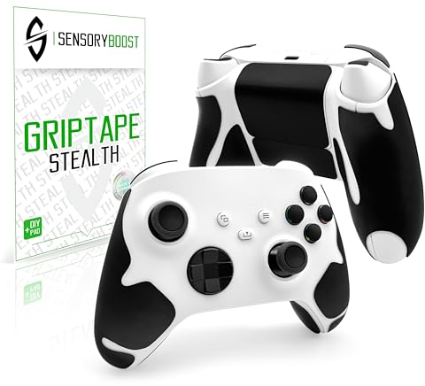 SensoryBoost Grip Tape für XBOX Controller Series X/S, Anti-Rutsch Aufkleber, Schweißabsorbierend, Rutschfest, Langlebig & Ultradünn (0.5 mm) - XBOX Gaming Zubehör, Schwarz