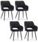 CLIPOP Esszimmerstühle, 4er Set, Polsterstühle mit Armlehnen, Metallbeine, Leinen Bezug, Leinen Schwarz, bis 150 kg belastbar, für Arbeitszimmer, Wohnzimmer, Schlafzimmer (4er, Leinen Schwarz)