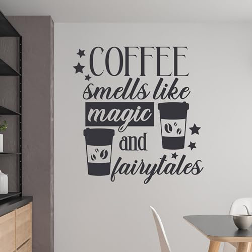 GRAZDesign Sprüche Wandtattoo Kaffee Coffee smells like magic Wandaufkleber Küche Esszimmer Cafe Deko selbstklebend - 32x30cm / mint