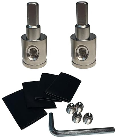 Heavy-Duty Brass Amp Input Reducers (1/0 AWG to 4 AWG) - Set of 2 with Heat Shrink Tubing for Car Audio Accessories