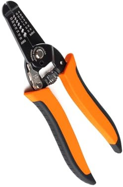 GOLDTOOLS Multifunktionale Abisolierzange, 180 mm, ergonomischer Griff aus 2 Materialien, kann zum Schneiden, Abisolieren und Crimpen von Kabeln verwendet werden (Abisolierzange 0,6 – 2,6 mm)
