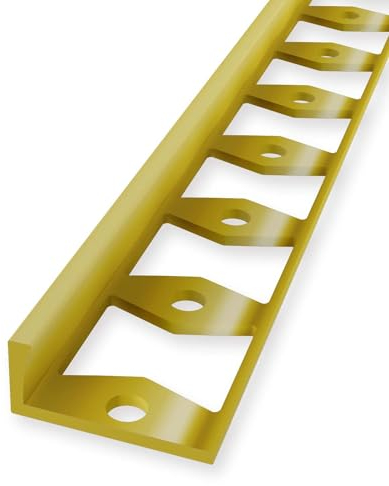 Barre de finition 9,5 x 22,5 x 2500 mm - Profilé de finition en laiton poli - Fermé - Perforé - Double profil K