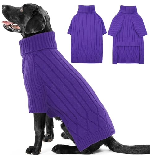 OUOBOB Hundepullover für riesige Rassen, warmer Winter-Herbst-Hundepullover für Hunde, Mädchen und Jungen, Rollkragen-Hunde-Strickwaren, Weihnachtspullover, Haustier-Sweatshirt, Kleidung, Strick-Boxer