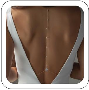 Wendalern Collier de chaîne de corps en forme de larme en cristal collier de fond en strass chaîne arrière pompon en strass doré chaîne de harnais de corps robe de mariée dos nu bijoux pour femmes