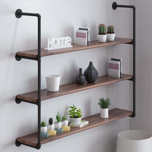 Floating Shelves, Decorative Metal Wall Shelves Storage Display Rack for Books, Photo Frames, Plants, Spices - Space Saving Ladder Shelf for Bedroom Living Room Kitchen Bathroom Office(80x20x90cm)