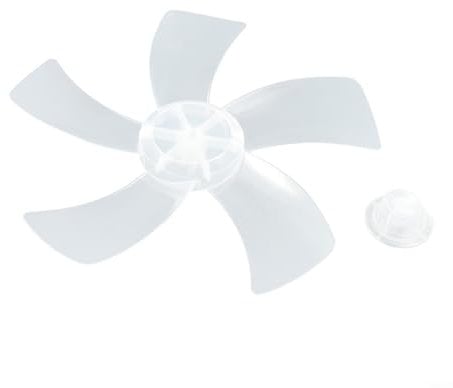 Entgoinggo 5 Leaves 12 Inch Household Fan Blade Replacement With Nut Cover, Plastic Fan Blade Replacement For Stand Or Desk Fans(White)