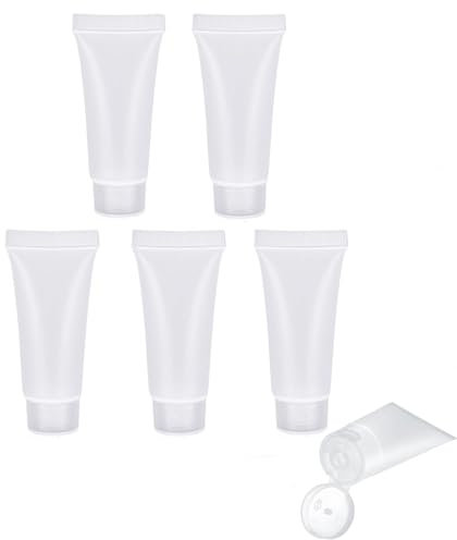 MORICOH 5 Pièces Tubes Vides Transparents, Tube de Crème Vide Conteneurs Cosmétiques Rechargeable Flacon de Voyage pour Lotion échantillons de Shampooing (50ml)