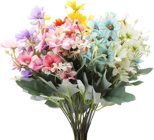 ZMDMAH 5 fiori finti per decorazioni, fiori finti per cimitero, fioris finti da esterno, fiori artificiali per cimitero, fioris finti che sembrano veri