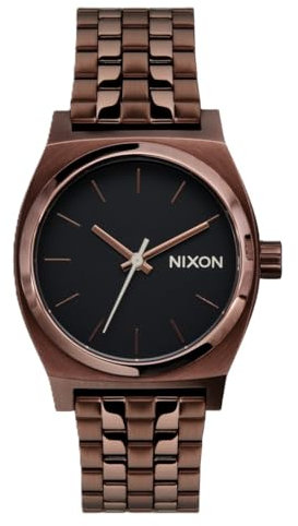 Nixon Time Teller Armbanduhr für Damen in der Farbe Braun mit Armband aus Edelstahl, Wasserdichtigkeit: 10 bar, Gehäusedurchmesser: 32,5 mm, A1130-5244-00