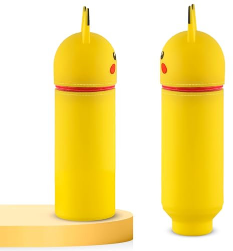 Niaetuto Trousse Animaux,Trousse Ecole Garçon Fille,Trousse Ecole 2 en 1 en Silicone Souple,Anime Trousse Silicone Verticale avec Fermeture éclair,Cadeau Scolaire pour Enfants