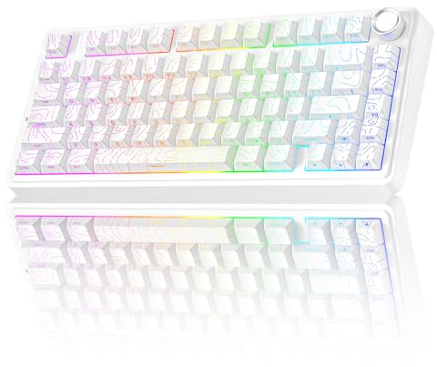 AULA F75 Pro Kabellose mechanische Tastatur mit Drehknopf, 75 % Hot-Swap-fähige, benutzerdefinierte Gaming-Tastaturen, RGB-Hintergrundbeleuchtung, vorgeschmierte Schalter, seitlich bedruckte