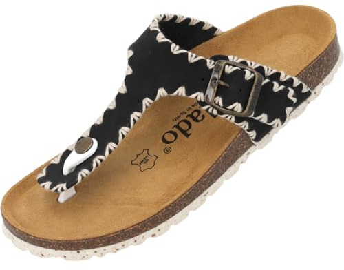 Palado Pantoletten Damen Kos Stitch - elegante Sandalen Made in Spain - bequeme Hausschuhe mit Kork-Fußbett - modische Sommerschuhe