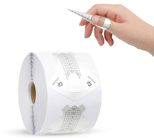 300 st nagelformar för gelbyggare, nagelförlängningsklistermärken rulle, självhäftande nagelformar för akryl UV-gel polygel, nagelformar i papper för skulptering för salong och hemmabruk (vit)