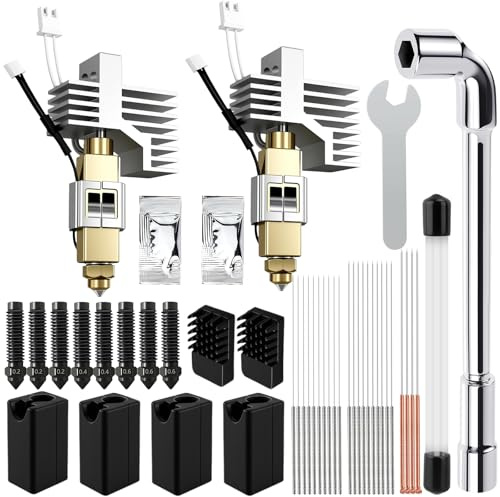 2 Pezzi 0,4 mm Ceramica Hotend per Centauri Carbon Print Head Extruder Kit con Manicotto in Silicone, Spazzola in Silicone, Ugelli da 0,2/0,4/0,6 mm, Ago di Pulizia, Chiave Inglese, Grasso Termico