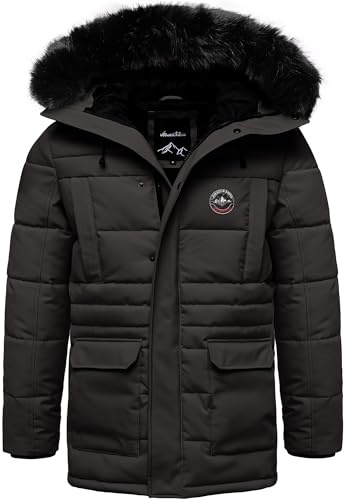 Amaci&Sons Herren Gefütterte Dicke Winter Jacke Mantel Parka mit Kapuze 9137