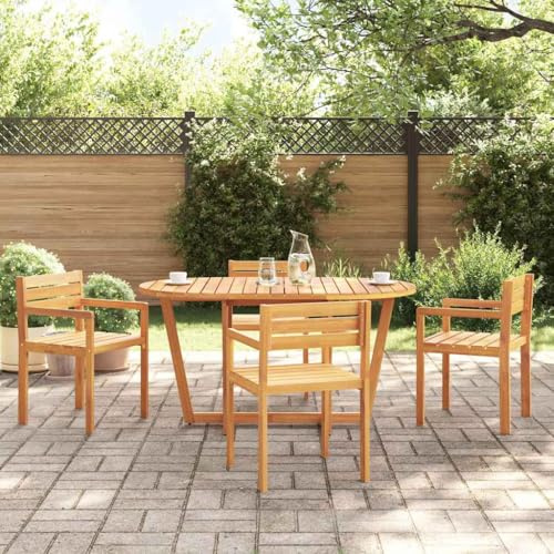 IBUQDDV Garten-Esstisch Oval 150x90x75 cm aus Massivholz Akazie für Terrasse und Außenbereich, robuste Kreuzbeinkonstruktion mit wetterfester Ölschicht, stabile Lamellenplatte,