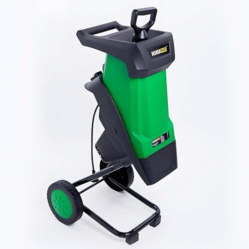 Cippatore Elettrico 2400W Con Sacco 50L, Biotrituratore Silenzioso Per Foglie E Rami 40mm Con Ruote, Tritarami Da Giardino Con Motore 4500RPM Per Compostaggio E Manutenzione Aree Esterne