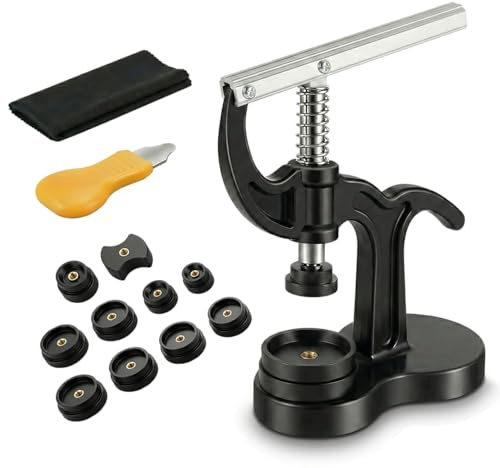 Rwuuyii Watch Press Tool, Watch Back Press Closer with 18mm-50mm Fitting Dies, with Watch Case Open Pry Case Closer for Battery Replacement Watch Repairing
