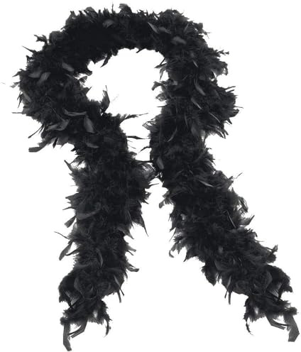 Figdews Federboa Schwarz, 1.8M Lange Schwarze Federn, Hochzeiten, Konzerte, Elegantes Accessoire Für Partys Bühnenauftritte Und Dekoration, Federboa Schwarz Mit 1920Er Stil