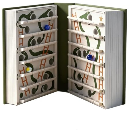 Juego de Mesa de la Serpiente y la Escalera de Playbook'd, Tablero Plegable con diseño de Libro, Juegos de Mesa en 3D con Mecanismo de Serpiente Incorporado, decoración de estantería y Mesa portátil
