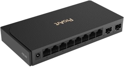 ASUS PROART SWITCH PQG-U1080, 8 Porte 2.5G + 2-Porte 10G SFP+, Nero | Plug and Play, Montaggio Versatile, Ideale per i Content Creators, Design Raffinato, Hub Studio Network