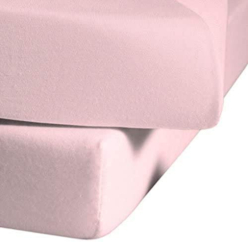 fleuresse Jenny C klassisches Jersey-Spannlaken, 100% Baumwolle, mit praktischem Rundumgummi, Fb. Rosa, Größe 100 x 220 cm, auch passend für 90 x 200