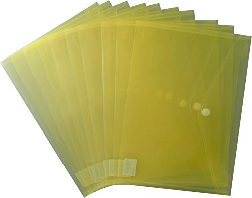 EXXO by HFP 90153 Dokumententaschen A4 quer mit Klettverschluss Trans. gelb-pack von 10, 335 mm x 240 mm