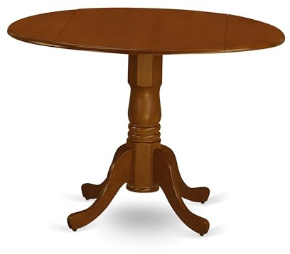 East West Furniture Küchen-Esstisch – eine runde Holztischplatte mit Dropleaf und Sockel, Holz, Dlt-sbr-tp