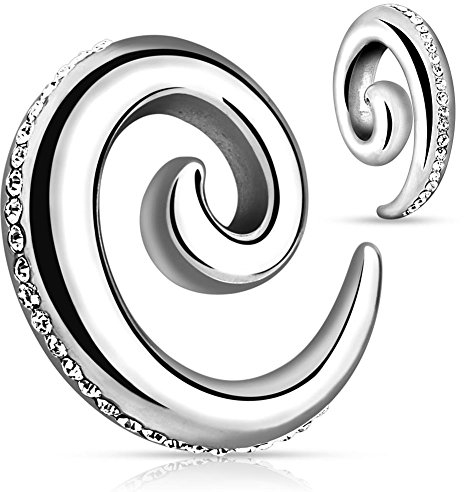 Paula & Fritz® Dehnanhänger Taper Edelstahl Chirurgenstahl 316L Spirale Silber...