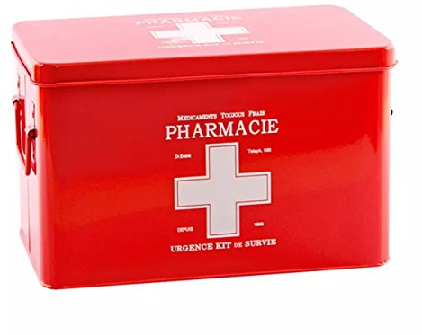 PT Medizin-Metall-Aufbewahrungsbox groß rot mit weißem Kreuz, 31,5x19x21cm