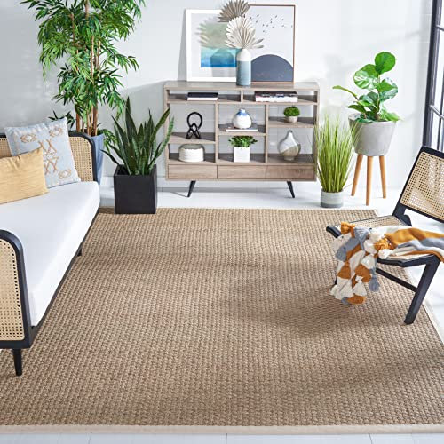 Safavieh Tapis en Fibres Naturelles Salon, Salle à Manger, Chambre à Coucher - Natural Fiber Collection, Tapis à Poil Court, Naturel et Brun, 244 x 305 cm