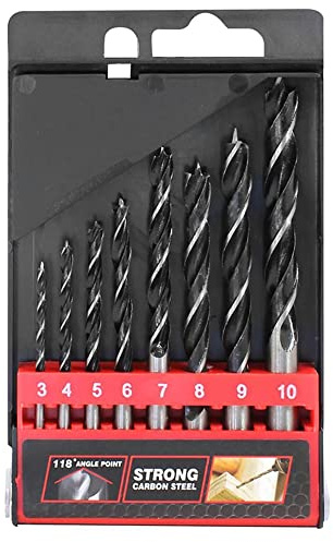 Dekton 8pc Wood Drill Set 3-10mm-118 Angle Point| Two Cutting Edges On Drill Point| Drills With Chisel Action| Strong Carbon Steel|Higher Resistance To Heat|Ideal For Drilling Wider Range Of Materials