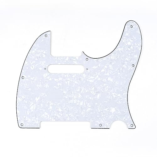 Musiclily 8 Löcher Tele Pickguard Gitarre Schlagbrett für Fender American/Mexican Standard Telecaster Modern Style E-Gitarre,4 lagig White Pearl