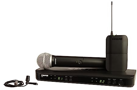 Shure BLX1288/CVL UHF Wireless Mikrofonsystem, Perfekt für Kirche, Bühne, Gesang - 14-Stunden Akkulaufzeit, 100m Reichweite | Enthält Handheld-und Lavalier-Mikrofone, Dual-Channel-Empfänger | K3E Band