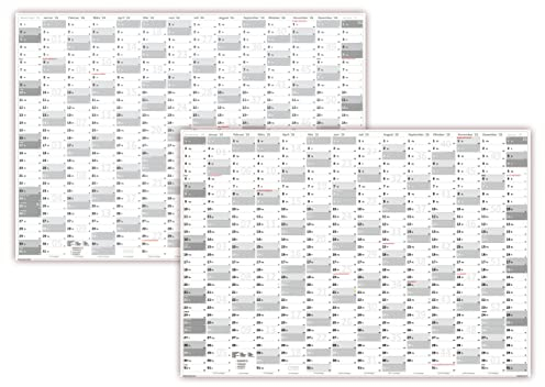 XXL Wandkalender DIN A0 2026 + 2027 (grau2) große Tageskästchen (Kalender werden gerollt versendet)