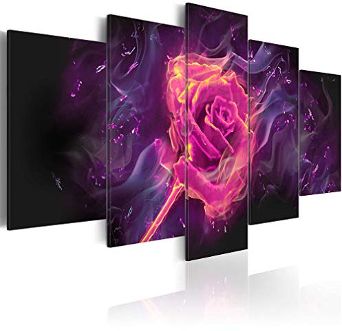 decomonkey Bilder Blumen Rose 100x50 cm 5 Teilig Leinwandbilder Bild auf Leinwand Wandbild Kunstdruck Wanddeko Wand Wohnzimmer Wanddekoration Deko Abstrakt