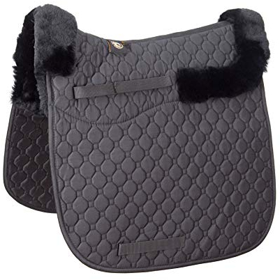 Merauno Tapis de selle en peau d'agneau Noir (D)