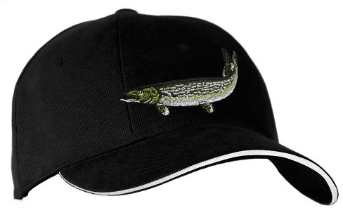 Fan-O-Menal Baseballcap mit Einstickung - Fisch Hecht - 68233 schwarz