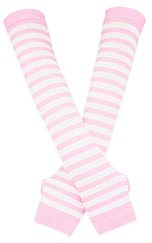 Bienvenu Damen Langer Armwärmer im Punk-,Gothic- und Rock-Stil,fingerlose Handschuhe 1 Einheitsgröße rosa / weiß