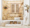 Lunarable Toskanischer Wandteppich, rustikales Steinhaus und Fensterläden, Blumentopf an der Wand, italienisches Landhaus-Thema, Stoff-Wandbehang, Dekor für Schlafzimmer, 114.3 x 76.2 cm, beige