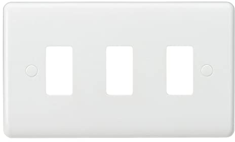 Knightsbridge Curved Edge 3G Grid Faceplate, White, 86mm x 146mm, Compatible with Curved Edge Grid Modules & Switches