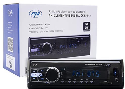 Lettore MP3 per auto PNI Clementine Bus Truck 8524BT RDS 4x45w 12V / 24V 1 DIN con SD, USB, AUX, RCA e Bluetooth