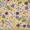 ABAKUHAUS Bunt Stoff als Meterware, Romantisches Gekritzel Retro, Seidiger Satin Stoff für Polster Heimtextilien, 1M (148x100cm), Hellgelb Lila