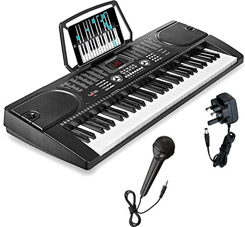 Crystals® 61 Key Electronic Keyboard Digital Piano Workstation MP3 Music Instrument With Microphone, Black