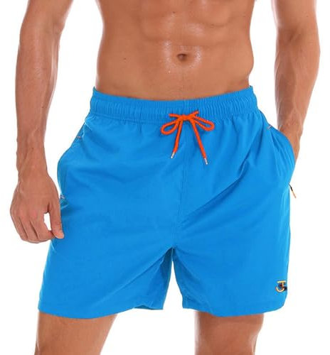 JustSun Short de Bain Homme Maillot de Bain Homme Boardshort Short Plage Étanche Short Séchage Rapide Filet avec Poches Zippées Bleu Marin XL