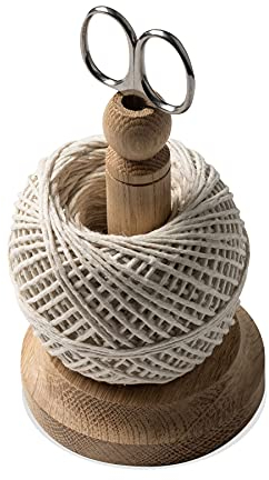 Muldale Garden Twine String Dispenser Set – Cotton String & Stainless Steel Scissors with Wooden Stand – Potting Shed Gardening Accessory – Made in England